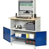 RAU Computer-Tisch, HxBxT 1.810 x 1.100 x 800 mm, Buche Dekor Arbeitsplatte, mit 2 Flügeltüren und Monitorfach von RAU