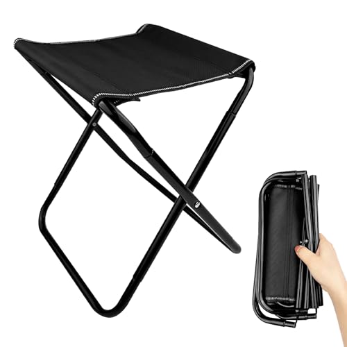 Comroxu Klapphocker Faltbar, Campinghocker, Tragbarer Klapphocker, Mini-Falthocker Klappbar, Leicht Sitz Falthocker Klappbar, Campinghocker mit Aufbewahrungsbeutel, Camping Hocker Tragbarer für Angeln von Comroxu