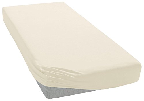 Comtesse Jersey Bettlaken Spannbetttuch 90-100x200cm 100% Baumwolle bis 60° waschbar (Creme) von Comtesse