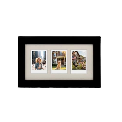 Comtraker Polaroid Bilderrahmen Collage für Instax Mini Film 5 x 7 cm – 3 Öffnungen, schwarzes Foto-Wanddisplay (schwarz, 26 x 16 cm) von Comtraker