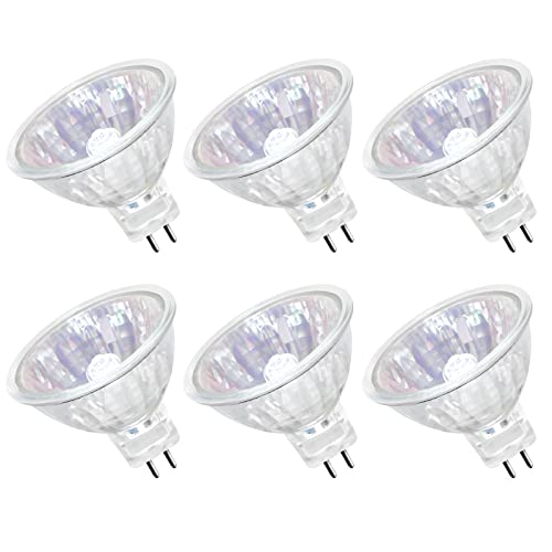 Comyan MR16 Halogen Leuchtmittel, MR16 20W GU5.3 Halogen Leuchtmittel Dimmbar 12V Halogenstrahler Warmweiß 2800K für Landschaftsbeleuchtung, Schienenbeleuchtung - 6 Stück von Comyan