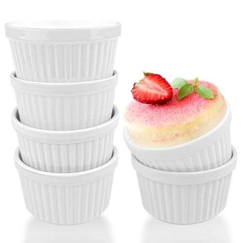 Comzantor 6 Stück Dessertschalen, Creme Brulee Schälchen, Souffle Förmchen, Puddingform Backofenfest, Kleine Backform Keramik, Ragout Fin Schalen, Lava Cake Schalen Keramik für Ofenfest, Weiß Comzantor 6 Stück Dessertschalen, Creme Brulee Schälchen, Souffle Förmchen, Puddingform Backofenfest, Kleine Backform Keramik, Ragout Fin Schalen, Lava Cake Schalen Keramik für Ofenfest, Weiß von Comzantor