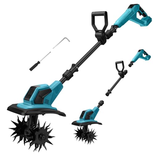 Akku-Bodenhacke kompatibel mit Makita 18V Batterie,550W Faltbar Gartenfräse mit 32cm Arbeitsbreite,18 cm Arbeitstiefe,Bürstenlos Bodenfräse,Elektro Motorhacke für Garten und Rasen (Ohne Akku) von ConBlom