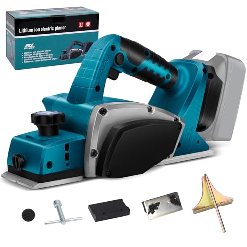 Akku Elektrohobel Holz mit 18V Akku, Bürstenlose Elektrohobel holz Hobelbreite 82mm, Spantiefe 2mm, 16500RPM Hobelmaschine Holzhobelmaschine (Ohne Akku) von ConBlom