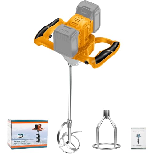 Akku Farbmörtelrührer Kompatibel mit Dewalt 20V Batterie, Brushless Rührwerk Zementmischer 6-Gang-Getriebe, Industriemischer für Farbe,Gips,Zement,Mörtel (Ohne Akku) von ConBlom
