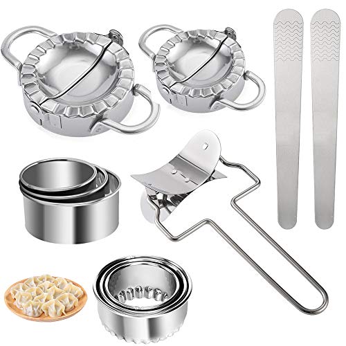 ConBlom 11 Stück Dough Press Set, Edelstahl Dumpling Maker, Knödel-Hersteller, Ravioli Ausstechformen, Tortellini Form, DIY Gebäck-Werkzeuge… von ConBlom