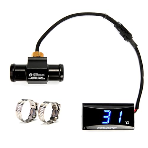 Motorrad Thermometer Instrumente, Universell Digital Motorrads Wassertemperaturzähler, Wasserdichtem Metallfühler Temperatursensor für Motorrad, mit Wassertemperaturanzeige (22MM Adapter) von ConBlom