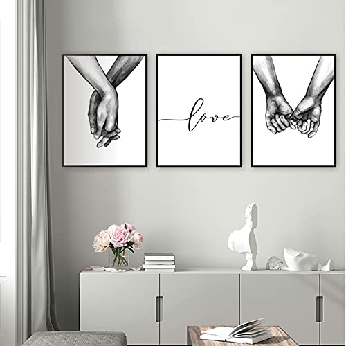 Poster Set Wandbilder, 3 Stück Modern Schwarz Weiß Love Bilder Wandbilder Posterset, Ohne Rahmen, Dekoration für Wohnzimmer, Schlafzimmer, Wohnzimmer (30 x 40 cm) von ConBlom