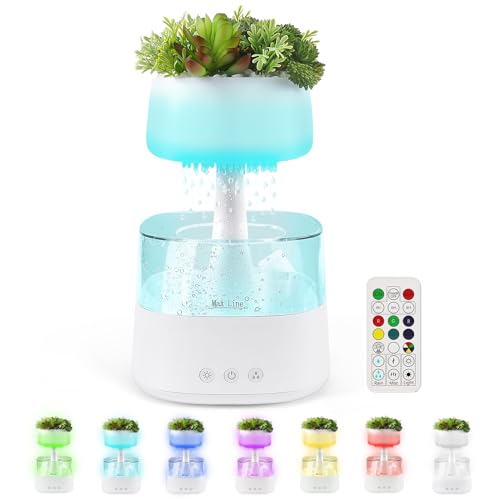 Regenwolken Luftbefeuchter mit Fernbedienung, 450ML Wolkenluftbefeuchter Diffuser Humidifier 7 Farben LED Leuchten, Mini Leise Raumbefeuchter für Zuhause, Büro, Zimmer, Kinderzimmer und Zuhause, Weiss von ConBlom