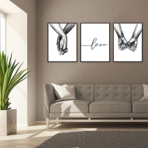 3-teiliges Premium Poster-Set, Hand in Hand,Wandposter Posterset,Ohne Rahmen,Wand Deko Bild,Wohnzimmer Schlafzimmer Modern Fine Art von ConBlom