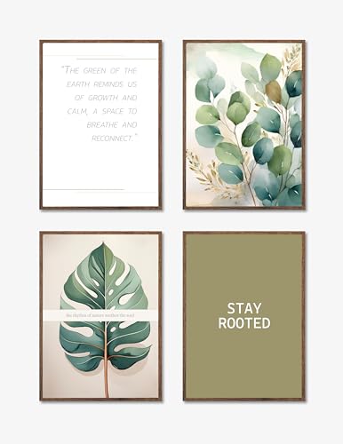 Boho Style Poster Set – 4er Set Wandbilder in Grün, Beige & Sandfarben – Wanddeko für Wohnzimmer, Schlafzimmer & Flur – Ohne Rahmen, Hochformat (30 x 42 cm) von ConCommerce
