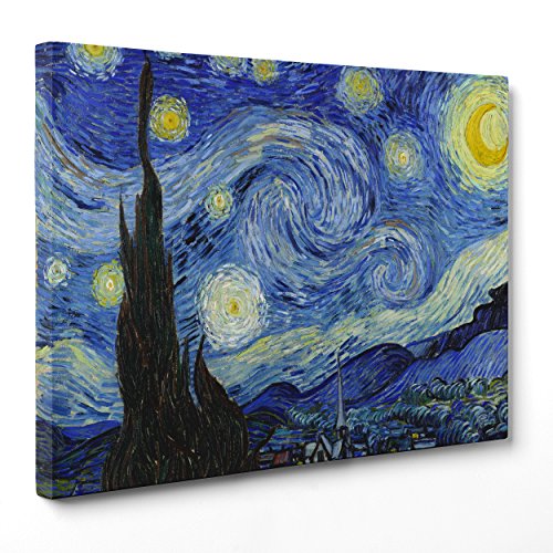 Bild auf Leinwand, Canvas, gerahmt, fertig zum Aufhängen, Van Gogh – Starry Night – Sternennacht – 50 x 70 cm, ohne Rahmen – (Artikelnummer: 2671) von ConKrea