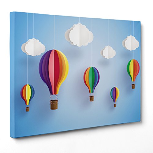 Bild auf Leinwand, gerahmt, fertig zum Aufhängen, Heißluftballons, Kinderzimmereinrichtung, 50 x 70 cm, ohne Rahmen, (Code 2264) von ConKrea