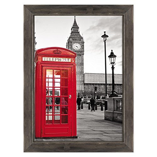 Bild auf Leinwand, gerahmt, fertig zum Aufhängen, London, Stadt London, Telefonkabine, Big Ben, London, England, UK, 70 x 100 cm, Country-Stil, Schwarz, Shabby Code 007 von ConKrea