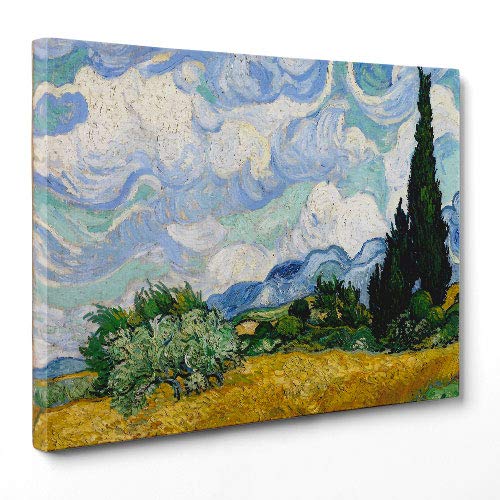 Bild auf Leinwand, gerahmt, fertig zum Aufhängen, Van Gogh, Weizenfeld mit Zypressen, 30 x 40 cm, ohne Rahmen, Artikelnummer 2693 von ConKrea