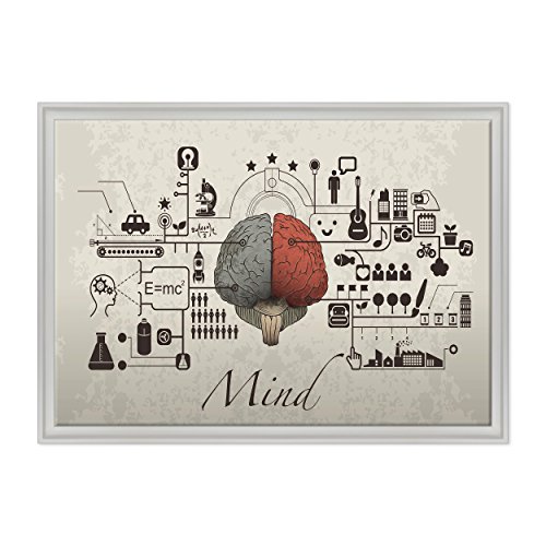 Bild auf Leinwand – gerahmt – fertig zum Aufhängen – abstrakte Kunst – Funktionen des Gehirns Design La Mente – The Mind – Medizin – 70 x 100 cm – zeitgenössischer Stil Weiß – (Code 010) von ConKrea