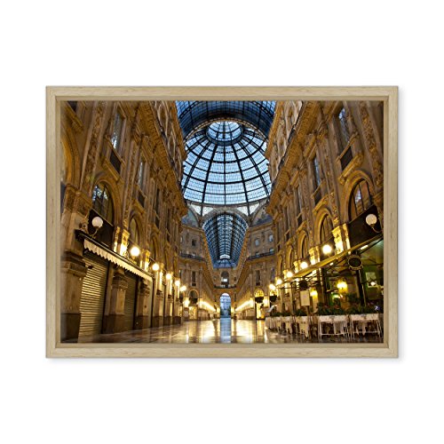 Bild auf Leinwand, gerahmt, mit Rahmen, Mailand, Galleria Vittorio Emanuele II, Platz des Herren, 30 x 40 cm, moderner Stil aus Naturholz von ConKrea