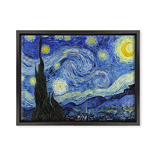 Bild auf Leinwand, gerahmt, mit Rahmen, Van Gogh, Starry Nacht, Sternennacht, 30 x 40 cm, moderner Stil, schwarz, (Code 2671) von ConKrea