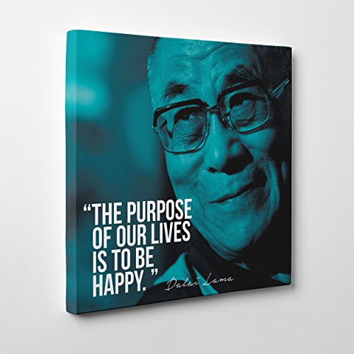 Bild auf Leinwand Canvas – Gerahmt – fertig zum Aufhängen – Dalai Lama Quotes – Zitat – Das Geheimnis des Glücks Dimensione: 30x30cm A - Senza Cornice von ConKrea