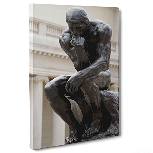Bild auf Leinwand Canvas – Gerahmt – fertig zum Aufhängen – Der Denker von Rodin – Statue Dimensione: 30x40cm A - Senza Cornice von ConKrea
