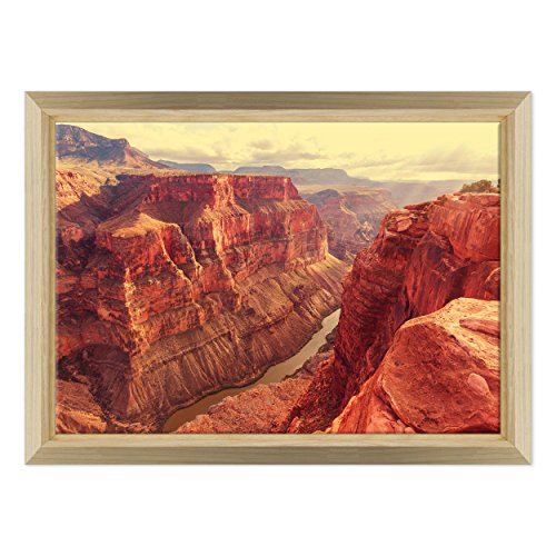 Bild auf Leinwand Canvas – Gerahmt – fertig zum Aufhängen – Grand Canyon – USA Amerika Dimensione: 70x100cm E - Colore Legno Naturale Design von ConKrea