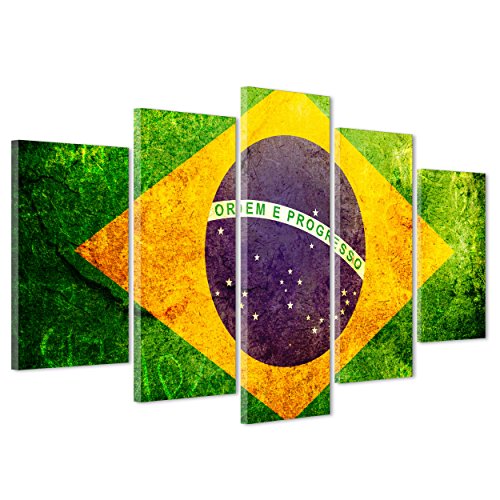 Bild auf Leinwand Canvas – Gerahmt – fertig zum Aufhängen – Nationale Flagge Brasilien – Brasilianische 170x86cm von ConKrea