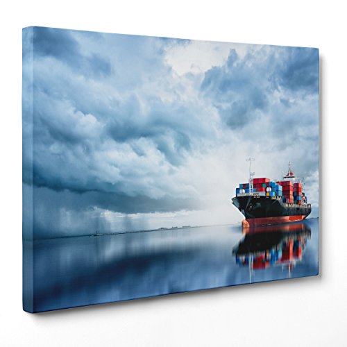 Bild auf Leinwand Canvas – Gerahmt – fertig zum Aufhängen – Schiff Cargo Industrielle – Versand Container Dimensione: 50x70cm A - Senza Cornice von ConKrea