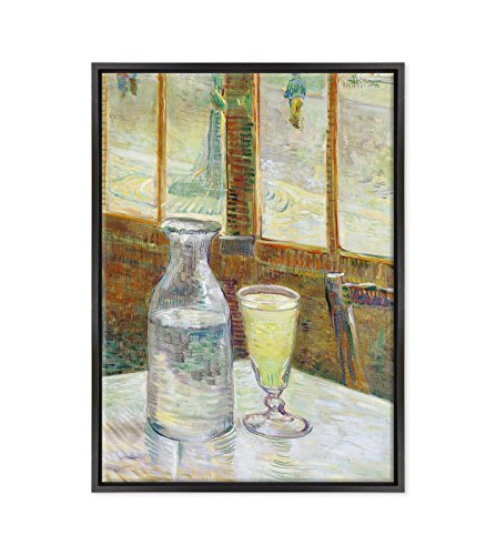 Bild auf Leinwand Canvas – Gerahmt – fertig zum Aufhängen – Van Gogh – Cafe Table with Absinthe – Couchtisch mit Absinth Dimensione: 50x70cm B - Colore Nero Moderno von ConKrea