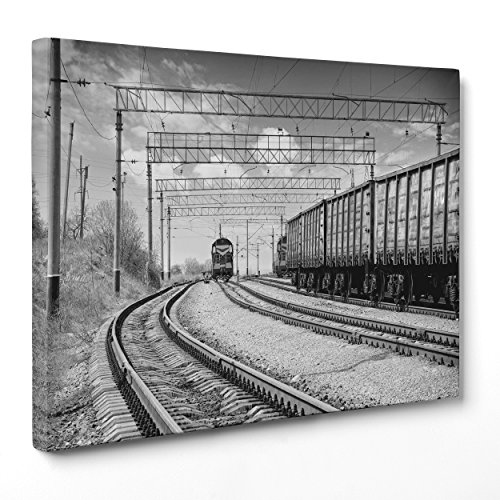 Bild auf Leinwand Canvas – Gerahmt – fertig zum Aufhängen – Zug Schienen Bahnhof Dimensione: 30x40cm A - Senza Cornice von ConKrea