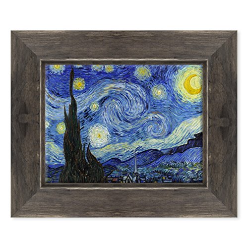 Bild auf Leinwand gerahmt – Van Gogh – Starry Night – Sternennacht – 30 x 40 cm – Country Style Schwarz Shabby – (Artikelnummer 2671) von ConKrea