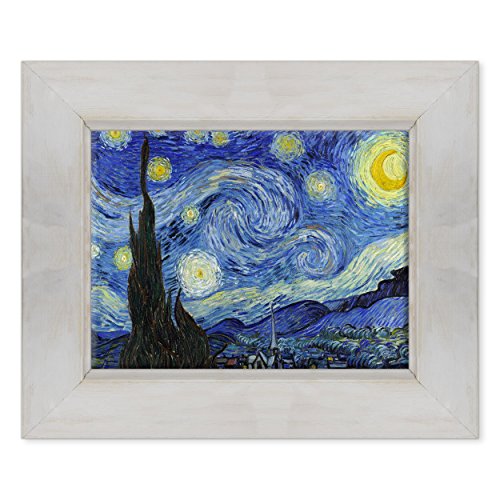 Bild auf Leinwand gerahmt - Van Gogh - Starry Night - Sternennacht - 30 x 40 cm - Landhaus Weiß Shabby - (Cod. 2671) von ConKrea