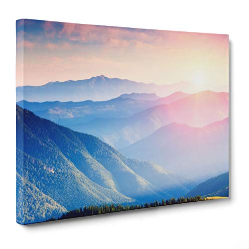 Bild auf Leinwand – gerahmt – fertig zum Aufhängen – Berg Natur Landschaft – See – 100 x 150 cm – ohne Rahmen – (Code 6289) von ConKrea