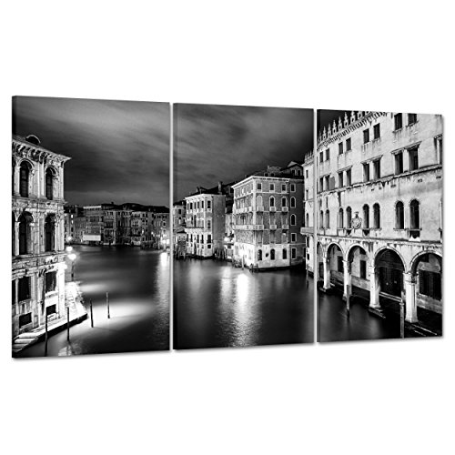 ConKrea Bild auf Leinwand, gerahmt, fertig zum Aufhängen, Venedig, Schwarz und Weiß, 100 x 50 cm (Code 3388) von ConKrea