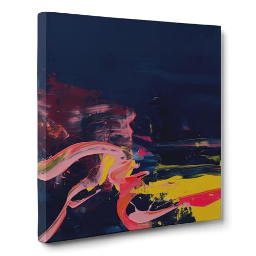 ConKrea — Koralle und Gelb auf Tiefblau — 70 x 70 cm Abstraktes Bild auf Leinwand gerahmt für die Dekoration von Wänden im Wohnzimmer, Schlafzimmer oder Büro | abstrakter Minimalismus Fließfähigkeit ConKrea — Koralle und Gelb auf Tiefblau — 70 x 70 cm Abstraktes Bild auf Leinwand gerahmt für die Dekoration von Wänden im Wohnzimmer, Schlafzimmer oder Büro | abstrakter Minimalismus Fließfähigkeit von ConKrea