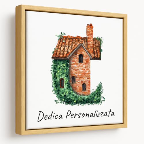 ConKrea - Personalisiertes Bild Buchstabe C mit Rahmen - Initiale rustikales Haus Illustriert Stil Ziegelstein mit Blick + personalisierte Widmung | Druck auf Leinwand 30 x 30 cm mit Widmung | ConKrea - Personalisiertes Bild Buchstabe C mit Rahmen - Initiale rustikales Haus Illustriert Stil Ziegelstein mit Blick + personalisierte Widmung | Druck auf Leinwand 30 x 30 cm mit Widmung | von ConKrea