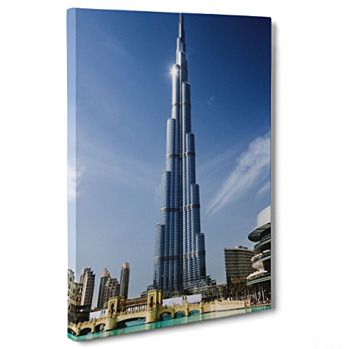 ConKrea Quadro auf Leinwand Canvas - fertig Zum Aufhängen - Dubai - Emirate Arabi Uniti - Medio Oriente Metropole - Burj Khalifa Arab - Palm Jumeirah Dimensione: 70x100cm A - Senza Cornice von ConKrea
