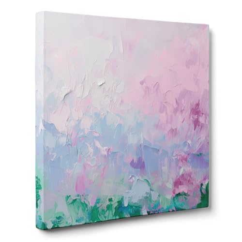 ConKrea — Rosa Blütenblätter auf grünem Feld — 30 x 30 cm Abstraktes Bild auf gerahmter Leinwand für die Dekoration von Wänden im Wohnzimmer, Schlafzimmer oder Büro | Abstrakt Teig ConKrea — Rosa Blütenblätter auf grünem Feld — 30 x 30 cm Abstraktes Bild auf gerahmter Leinwand für die Dekoration von Wänden im Wohnzimmer, Schlafzimmer oder Büro | Abstrakt Teig von ConKrea