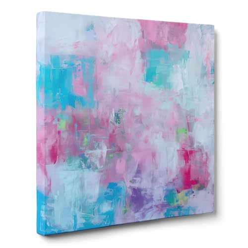 ConKrea — Rosenwind und Cyan — 100 x 100 cm Abstraktes Bild auf Leinwand gerahmt für die Dekoration von Wänden im Wohnzimmer, Schlafzimmer oder Büro | Abstraktes Farbfeld ConKrea — Rosenwind und Cyan — 100 x 100 cm Abstraktes Bild auf Leinwand gerahmt für die Dekoration von Wänden im Wohnzimmer, Schlafzimmer oder Büro | Abstraktes Farbfeld von ConKrea