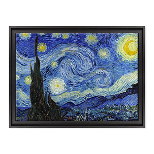 Bild auf Leinwand gerahmt - mit Rahmen - Van Gogh - Starry Night - Sternennacht - 50 x 70 cm - zeitgenössischer Stil Schwarz - (Code 2671) von ConKrea