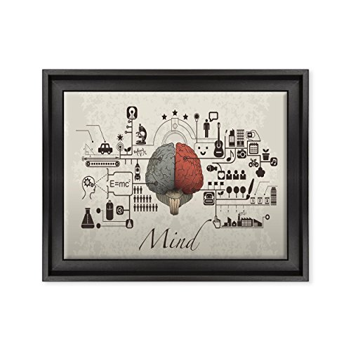 Bild auf Leinwand – gerahmt – fertig zum Aufhängen – abstrakte Kunst – Funktionen des Gehirns Design La Mente – The Mind – Medizin – 30 x 40 cm – Moderner Stil Schwarz – (Code 010) von ConKrea