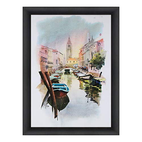 Poster und Druck mit Rahmen, modern, Aquarell Venedig, Gondole Piazza San Marco Canal Grande (340) von ConKrea