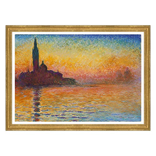 Poster und Druck mit klassischem Rahmen - Claude Monet San Giorgio Maggiore in der Dämmerung 1912 - Kunst Impressionismus (379) - 70 x 100 cm - Klassische Blattgold graviert von ConKrea