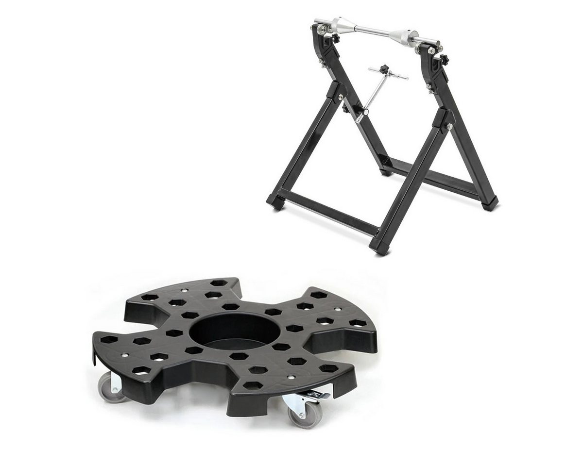 ConStands Reifenwuchtmaschine Set: Wuchtbock # WU-2 Auswuchtgerät schwarz + Reifenrollbrett RR1 für von ConStands