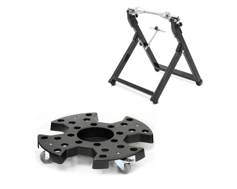 ConStands Reifenwuchtmaschine Set: Wuchtbock # WU-2 Auswuchtgerät schwarz + Reifenrollbrett RR1 für von ConStands