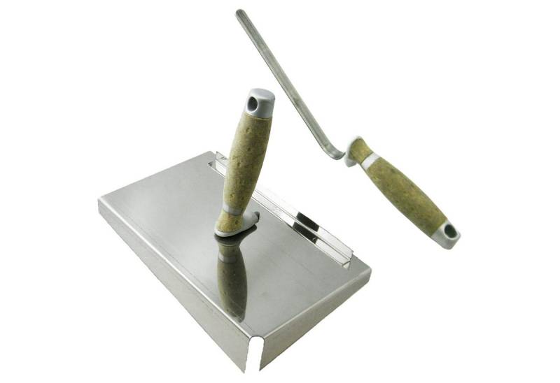 ConToo Fugenspachtel Fugblech Edelstahl 245x155mm + Fugenkelle 12mm LEDERGRIFF von ConToo