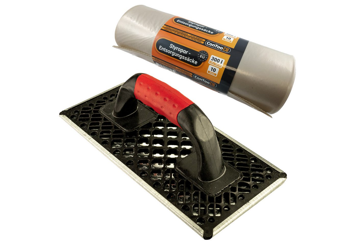 ConToo Multifunktionsspachtel WDVS Schleifbrett Raspel 270mm+Styropor-Abfallsäcke 10x300L ConToo Multifunktionsspachtel WDVS Schleifbrett Raspel 270mm+Styropor-Abfallsäcke 10x300L von ConToo