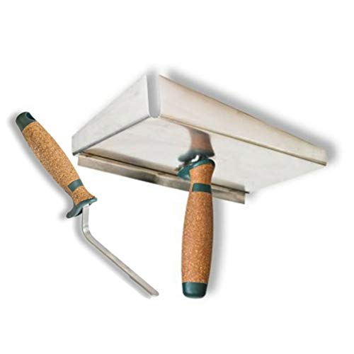 Fugblech Edelstahl 245 x 155mm Verfugungsblech + Fugenkelle 10mm Korkgriff Profi Verfugungshilfe Klinker CT04 von ConToo