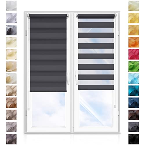Concept Blinds Tag und Nacht Doppelrollo - OHNE Bohren - 25 Rollo für Fenster und Türen (Breite von 30 cm bis 89 cm) von Concept Crystal