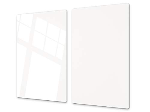 Kochplattenabdeckung Stove Cover und Schneideplatten SINGLE mit 60 x 52 cm und DOUBLE - zwei Bretter mit 30 x 52 cm D17 Schwarz-Weiß-Serie: White von Concept Crystal