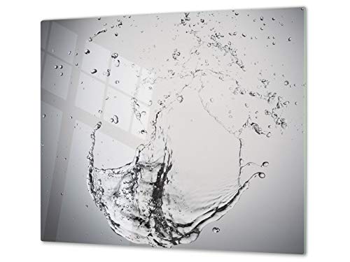 Küchenbrett aus Hartglas und Induktionskochplattenabdeckung – Schneideplatten SINGLE mit 60 x 52 cm und DOUBLE - zwei Bretter mit 30 x 52 cm D02 Water Series: Drops of water 1 von Concept Crystal